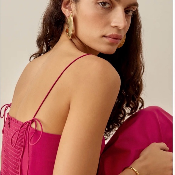 Reformation Fuchsia Midi Dress “Vinny Dress” size 8 - Picture 3 of 6